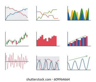 Business data graph analytics elements bar pie charts diagrams and flat icon infographics design isolated presentation report information vector illustration.