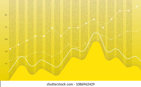 Business data graph chart, diagram vector illustration. Growth company profit economic concept. Trend lines, waves, market economy information background.