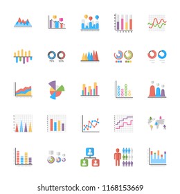 Business Data Graph and Charts Flat Icons