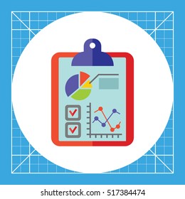 Business Data and Graphs on Clipboard Icon
