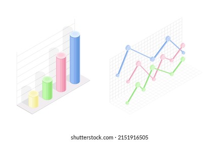 Business data graphs set. Financial and marketing charts vector illustratio