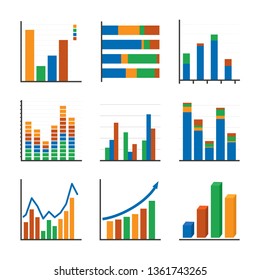 Business data graphs. Vector financial and marketing charts.