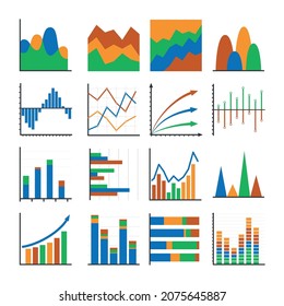 Business data graphs. Vector financial and marketing charts.