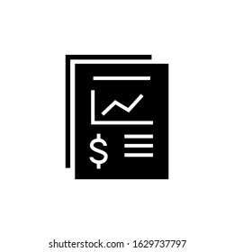 Business data icon in black flat shape icon style design isolated on white background