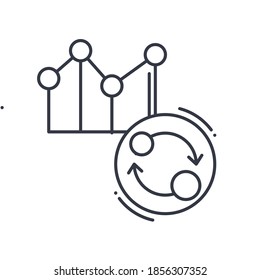 Business data icon, linear isolated illustration, thin line vector, web design sign, outline concept symbol with editable stroke on white background.