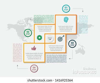 business data Infographics elements visualization, Abstract elements of graph, Process chart 
4-steps concept. can be used web design or presentation, 
illustration vector background