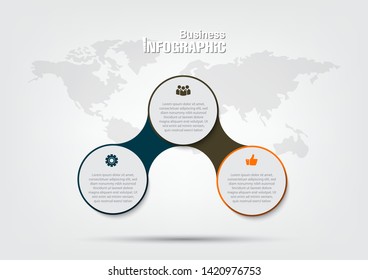 business data Infographics elements visualization, Abstract elements of graph, Process chart 
3-steps concept. can be used web design or presentation, 
illustration vector background