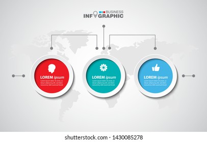 business data Infographics elements visualization, Abstract elements of graph, Process chart 
3-steps concept. can be used web design or presentation, 
illustration vector background