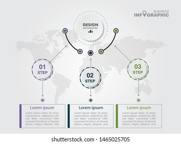 business data Infographics elements visualization, Abstract elements of graph, Process chart 
3-steps concept. can be used web design or presentation, 
illustration vector background
