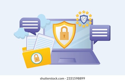 Business data and legal information isolated flat vector illustration. General privacy regulation .Vector Design Illustration.