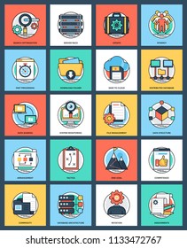 
Business and Data Management Flat Icons Set

