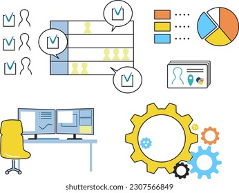 Business data management icon set illustration material

