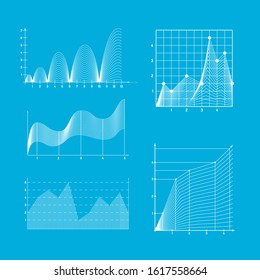 Business Data Market Elements Charts Diagrams. Graphs Flat Icons Set. Graph Curve. Schedule In Vector For Design And Illustration Presentations. Visual Representation Of The Function.