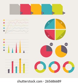Business data market elements. Collection of flat infographics elements. Colorful set template. vector illustration.
