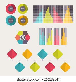 Business data market elements. Collection of flat infographics elements. Colorful set template. vector illustration.