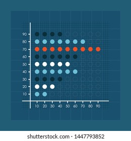 Business data market elements dot charts diagrams and graphs, flat icon vector illustration.