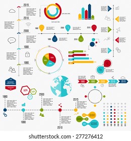 Business data market elements dot bar pie charts diagrams and graphs flat icons set. 