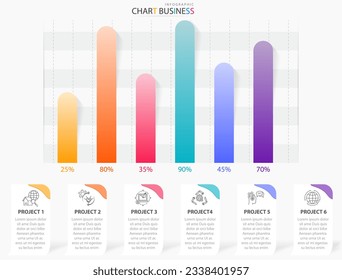 Business data market infographic graph and chart.Statistic and modern graphic presentation,vector flat illustration.