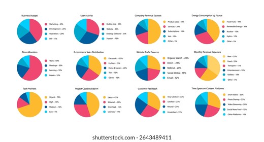 Business Data Pie Charts Infographic Collection