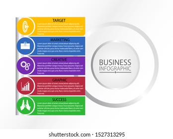 Business data presentation, education, abstract elements of graph, process chart with steps, workflow options, parts or processes, vector business template for diagram, and creative infographic.