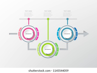 Business data presentation infographic template with 3 options,can be used for workflow layout,button in a white background,Vector illustration design,eps10.