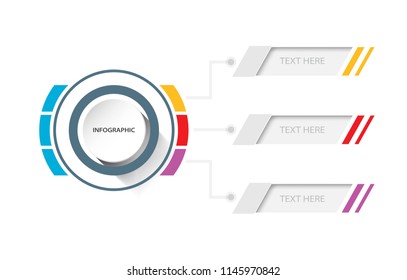 Business data presentation infographic template with 3 options,can be used for workflow layout,button,colorful banner in a white background,Vector illustration design,eps10.