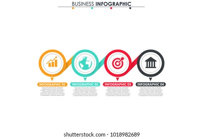 Business data. Process chart. Abstract elements of graph, diagram with 4 steps, options, parts or processes. Vector business template for presentation. Concept for infographic.Vector