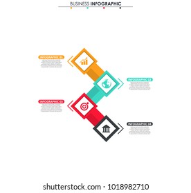 Business data. Process chart. Abstract elements of graph, diagram with 4 steps, options, parts or processes. Vector business template for presentation. Concept for infographic.Vector