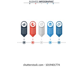 Business data. Process chart. Abstract elements of graph, diagram with 5 steps, options, parts or processes. Vector business template for presentation. Concept for infographic.Vector