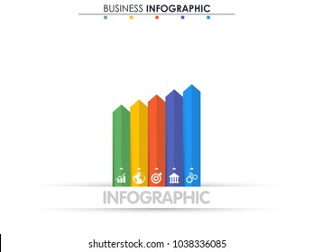 Business data. Process chart. Abstract elements of graph, diagram with 5 steps, options, parts or processes. Vector business template for presentation. Concept for infographic.Vector illustration.