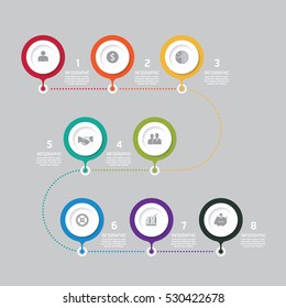 Business data process chart. Abstract elements of graph, diagram with icons. Vector illustration infographics design