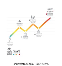 Business data process chart. Abstract elements of graph, diagram with icons. Vector illustration business infographics design template for presentation. Finance line concept.