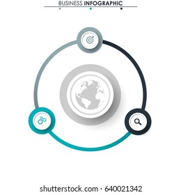 Business data. Process chart. Abstract elements of graph, diagram with 3 steps, options, parts or processes. Vector business template for presentation. Concept for infographic.Vector