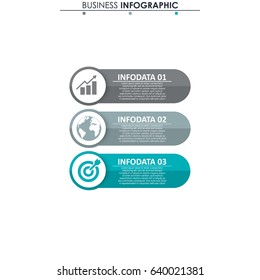 Business data. Process chart. Abstract elements of graph, diagram with 3 steps, options, parts or processes. Vector business template for presentation. Concept for infographic.Vector