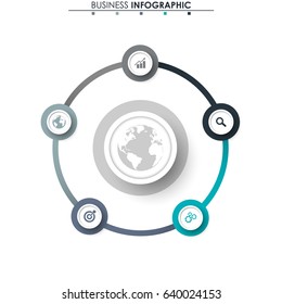 Business data. Process chart. Abstract elements of graph, diagram with 5 steps, options, parts or processes. Vector business template for presentation. Concept for infographic.Vector