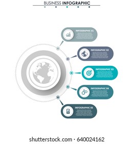 Business data. Process chart. Abstract elements of graph, diagram with 5 steps, options, parts or processes. Vector business template for presentation. Concept for infographic.Vector