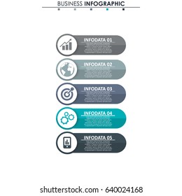 Business data. Process chart. Abstract elements of graph, diagram with 5 steps, options, parts or processes. Vector business template for presentation. Concept for infographic.Vector