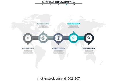Business data. Process chart. Abstract elements of graph, diagram with 5 steps, options, parts or processes. Vector business template for presentation. Concept for infographic.Vector