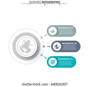 Business data. Process chart. Abstract elements of graph, diagram with 3 steps, options, parts or processes. Vector business template for presentation. Concept for infographic.Vector