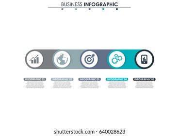 Business data. Process chart. Abstract elements of graph, diagram with 5 steps, options, parts or processes. Vector business template for presentation. Concept for infographic.Vector