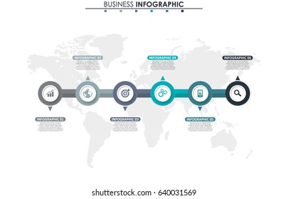 Business data. Process chart. Abstract elements of graph, diagram with 6 steps, options, parts or processes. Vector business template for presentation. Concept for infographic.Vector
