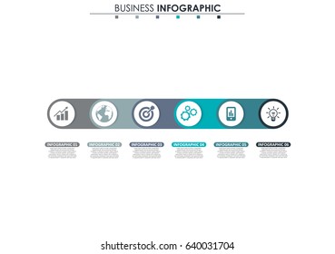 Business data. Process chart. Abstract elements of graph, diagram with 6 steps, options, parts or processes. Vector business template for presentation. Concept for infographic.Vector