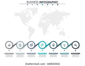 Business data. Process chart. Abstract elements of graph, diagram with 7 steps, options, parts or processes. Vector business template for presentation. Concept for infographic.Vector