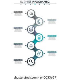 Business data. Process chart. Abstract elements of graph, diagram with 7 steps, options, parts or processes. Vector business template for presentation. Concept for infographic.Vector
