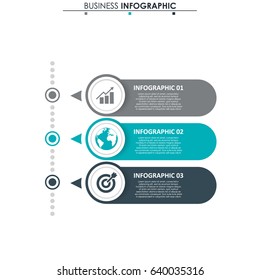 Business Data. Process Chart. Abstract Elements Of Graph, Diagram With 3 Steps, Options, Parts Or Processes. Vector Business Template For Presentation. Concept For Infographic.Vector