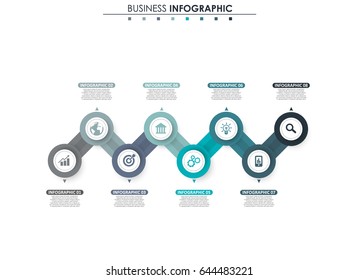 Business data. Process chart. Abstract elements of graph, diagram with 8 steps, options, parts or processes. Vector business template for presentation. Concept for infographic.Vector