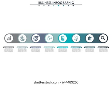 Business data. Process chart. Abstract elements of graph, diagram with 8 steps, options, parts or processes. Vector business template for presentation. Concept for infographic.Vector