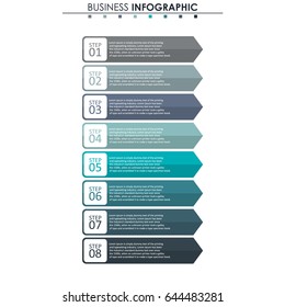 Business data. Process chart. Abstract elements of graph, diagram with 8 steps, options, parts or processes. Vector business template for presentation. Concept for infographic.Vector