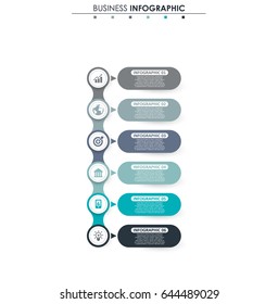 Business data. Process chart. Abstract elements of graph, diagram with 6 steps, options, parts or processes. Vector business template for presentation. Concept for infographic.Vector