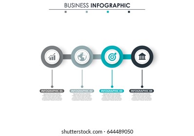 Business data. Process chart. Abstract elements of graph, diagram with 4 steps, options, parts or processes. Vector business template for presentation. Concept for infographic.Vector